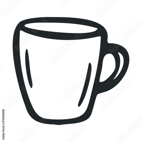 Simple black and white mug illustration with thick lines