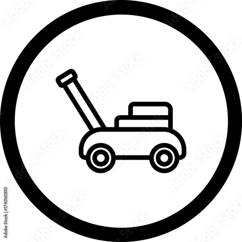 Lawn Mower Vector Icon Design