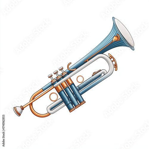 Illustrated trumpet in bold colors and playful design representing Autumn  