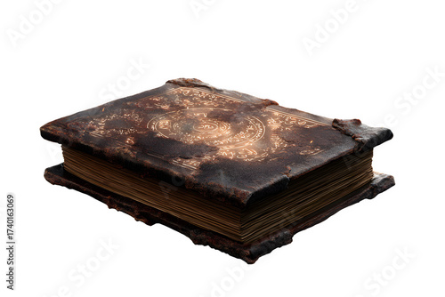 Ancient arcane tome glows with mystical energy, revealing forgotten secrets and powerful magic within its aged pages, a gateway to enchantment.. Perfect for Halloween Designs