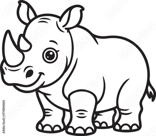  Rhino Sticker Outline for Cricut | Simple African Animal Clipart Bundle