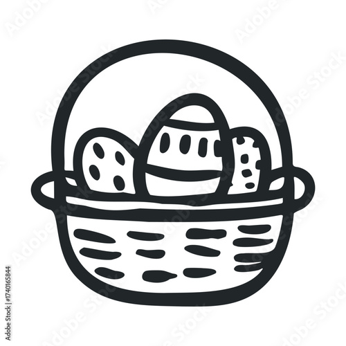 Hand-drawn easter egg basket illustration