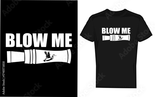 Funny duck hunting silhouette with a duck call celebrating waterfowl hunting and the humor of blowing a duck call for hunters