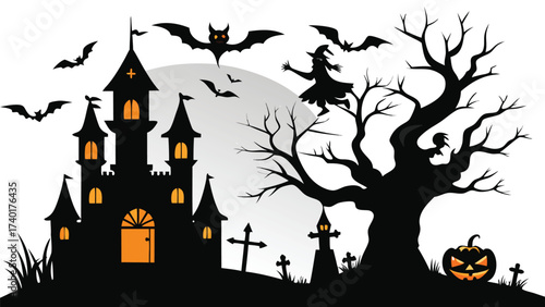 Festive halloween celebration design featuring spooky elements and vibrant autumn colors for decorations and invitations