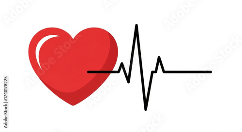 Healthy Heartbeat: ECG Line with Red Heart