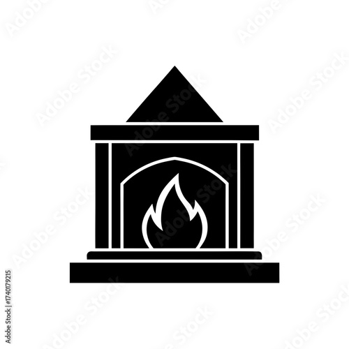 fireplace icon silhouette  black vector icon style