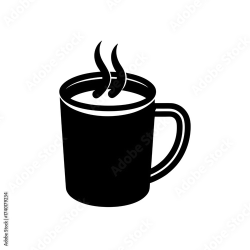hot chocolate mug icon silhouette  black vector