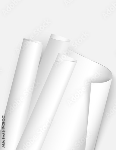 Template of several rolls of paper on a white background. Vector layout.