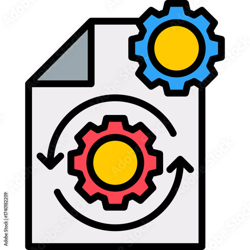 Processing Icon lineal color icon