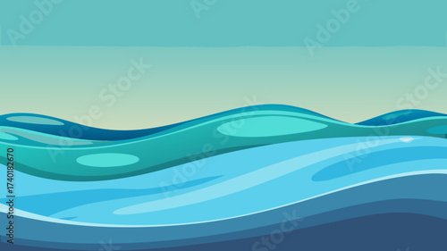 Abstract wavy water surface in cool blue and green tones  