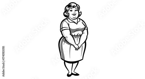 Charming woman with a friendly smile stands poised, embodying warmth and approachability in a classic, professional style, perfect for diverse commercial applications and storytelling.