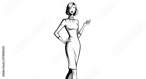Elegant woman with sophisticated style confidently posing, exuding modern sophistication and timeless allure for fashion and business concepts