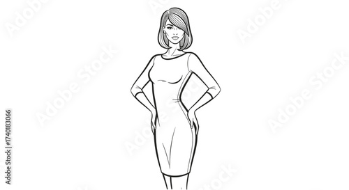 Elegant businesswoman exudes confidence and professional style in a chic fitted dress, radiating modern sophistication and poised authority.