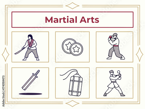 Minimal line icons for martian exploration and technology