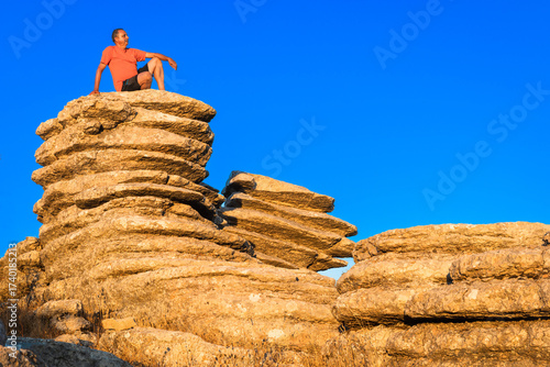 El Torcal de Antequera, a nature preserve in Andalucia, Spain featuring limestone rock formations.