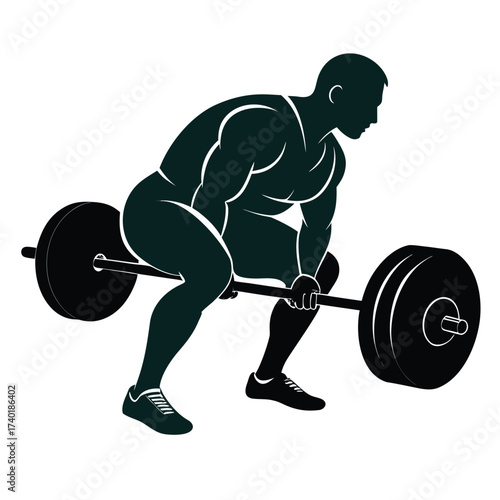 Silhouette of a weightlifter performing a deadlift