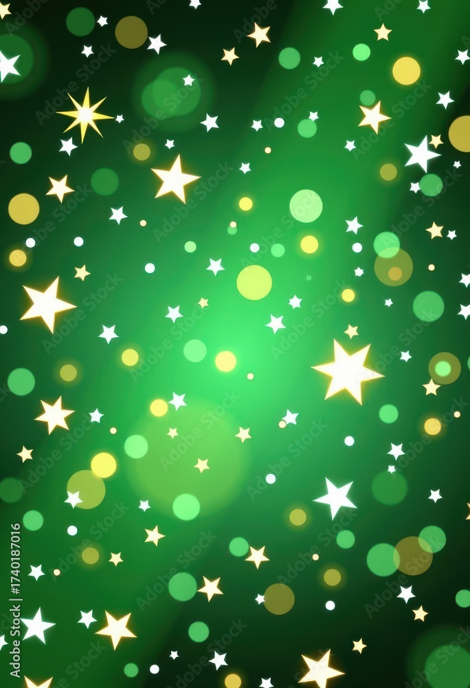 Naklejka premium Sparkling green screen background with gleaming stars and shimmering lights, space, emerald