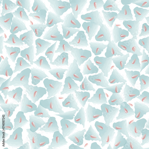 Watermelon seeds pattern. Summer juicy fruit tropical seamless texture. Endless pattern in bright spring style. Flowing waves abstraction. Modern background