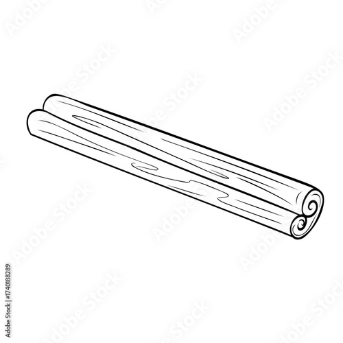 Monochrome botanical fragrant cinnamon sticks spice and herb drawing of plant. Graphic hand drawn ink black and white vector. Good for cooking, spa, medicinal tea, and garden, beauty