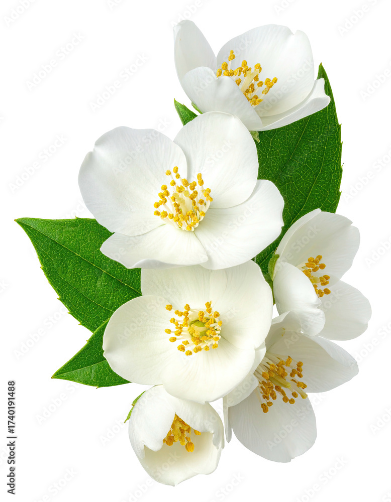 Obraz premium Close-up of jasmine flowers and leaves (2)