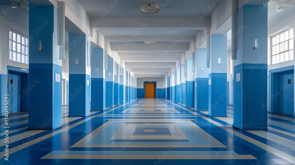 Fototapeta premium A big empty warehouse with columns. 