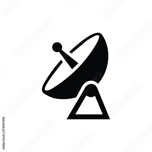 Vector art of black satellite dish icon