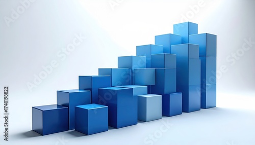 Blue Cubes Ascending Displaying Growth and Progress