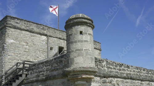 St. Augustine, Florida: Fort Matanzas National Monument. Spanish fort to guard Matanzas Inlet in conjunction with Castillo de San Marcos National Monument. Spanish Cross of Burgundy flag.