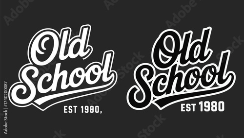 Retro old school est 1900 and 1980 typography design in white