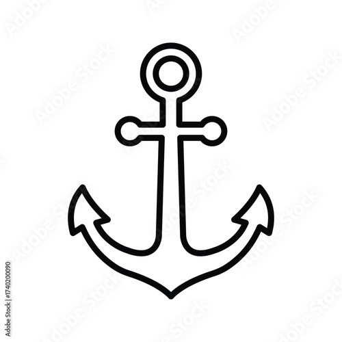 Vector art of black and white anchor drawing