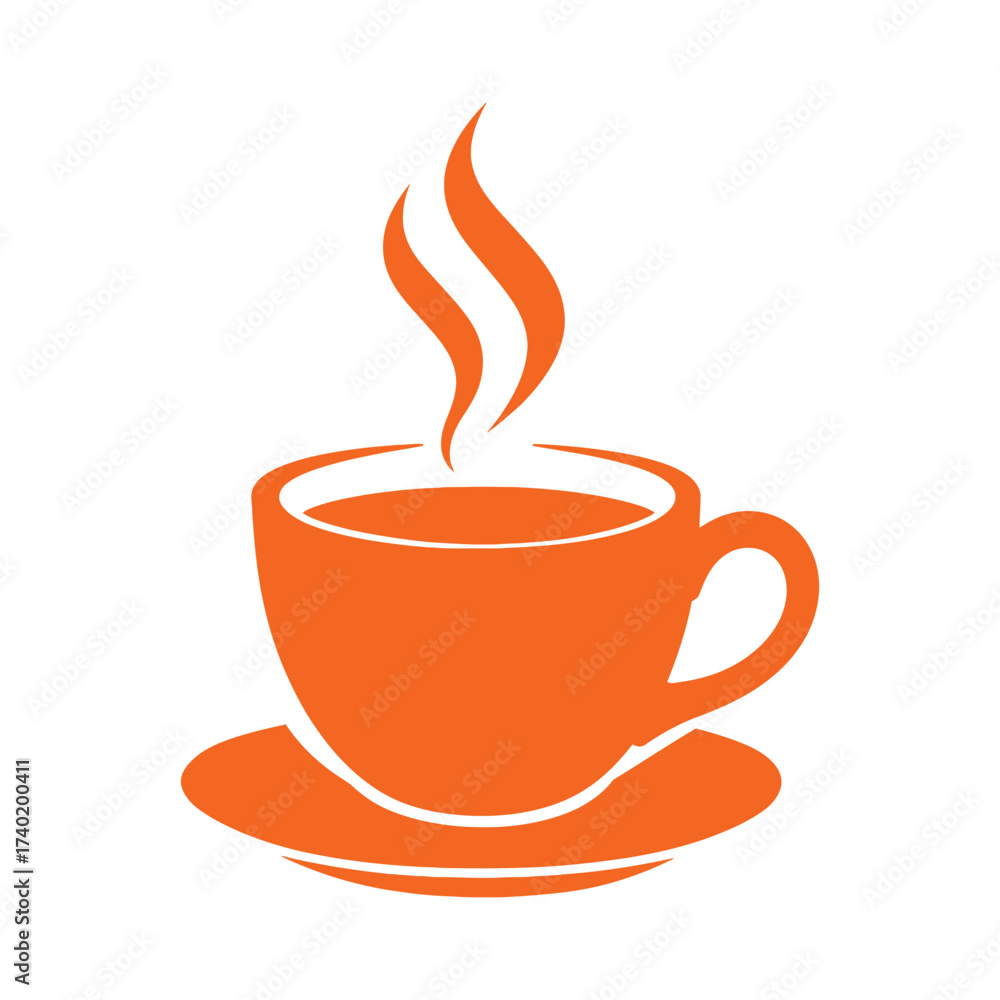 Obraz premium Coffee cup icon with steam symbol for cafe beverage restaurant hot drink service clean vector illustration design