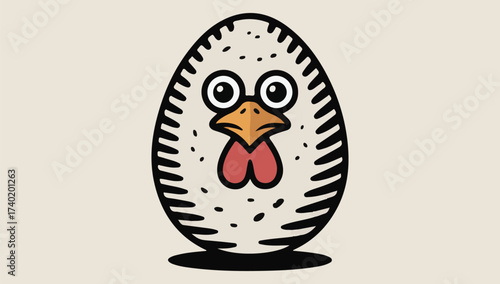 Cute cartoon chicken egg character funny farm animal mascot digital art design