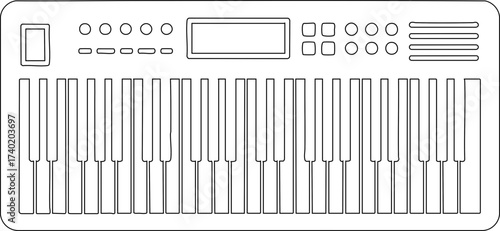 Electric piano outline silhouette displaying rectangular keyboard body in contour art.