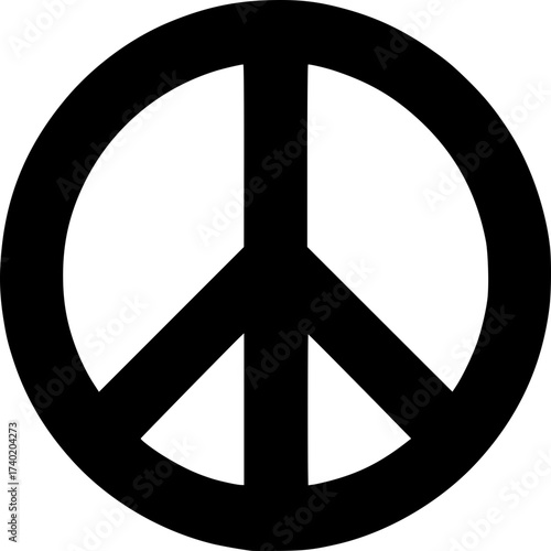 Peace Symbol: A minimalist, high-contrast image of the universal peace symbol, conveying harmony and tranquility.