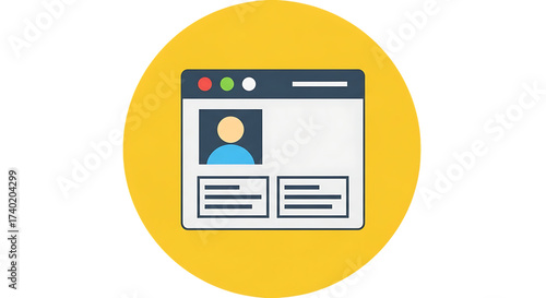 Vector art of profile page on a computer screen