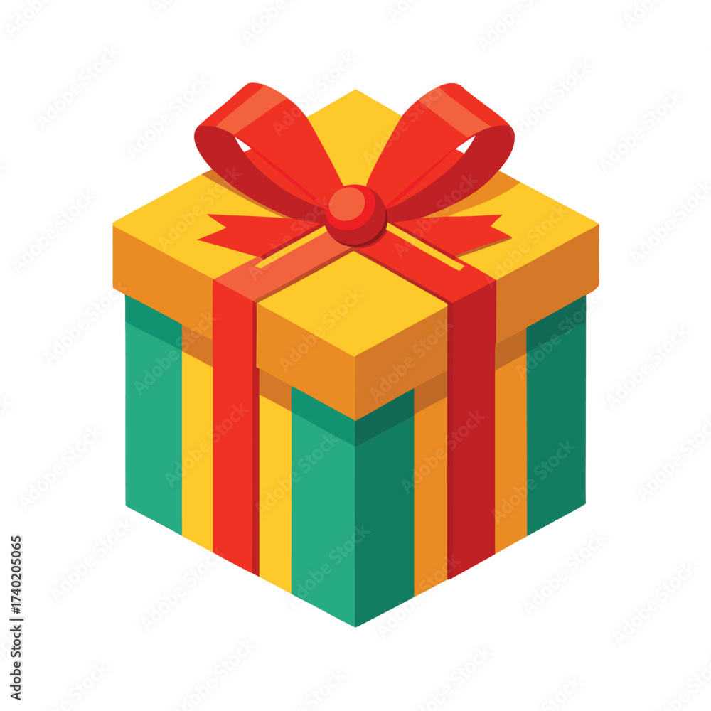 Obraz premium A single, isolated, neatly wrapped gift box with a simple ribbon, suggesting a present, celebration, or unexpected surprise.