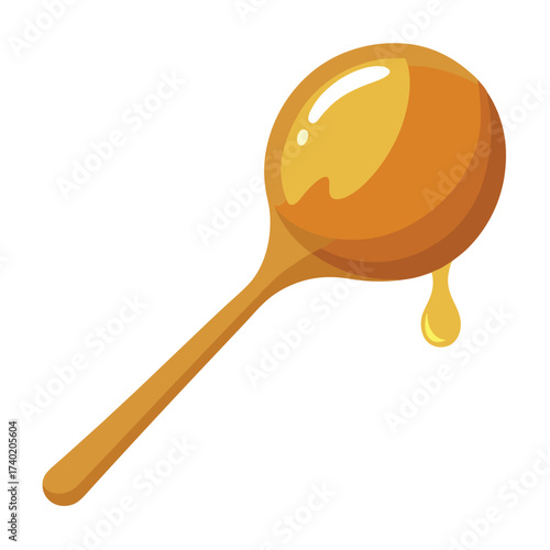 A single, isolated teaspoon coated with melted caramel, suggesting a sweet indulgence, baking, or a syrupy texture.