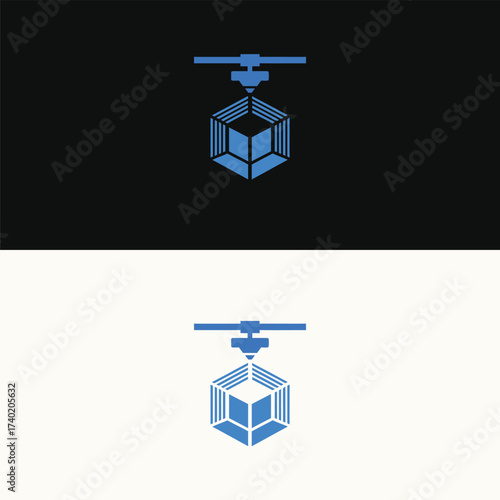 Elegant 3d printing logo design showcasing innovation and precision, ideal for modern manufacturing, technology, and engineering businesses isolated on white background