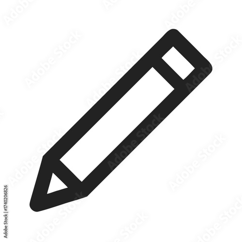 Illustration of a simple black pencil with a white fill on a white background in a minimalist style
