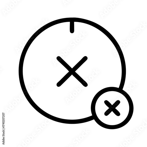 Clock icon with an x mark inside the main circle and a smaller circle with an x mark at the bottom right