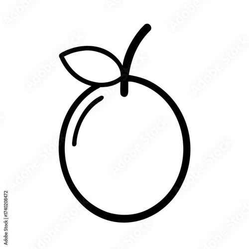 Orange fruit vector illustration fresh citrus outline drawing healthy food vitamin c icon simple line art design