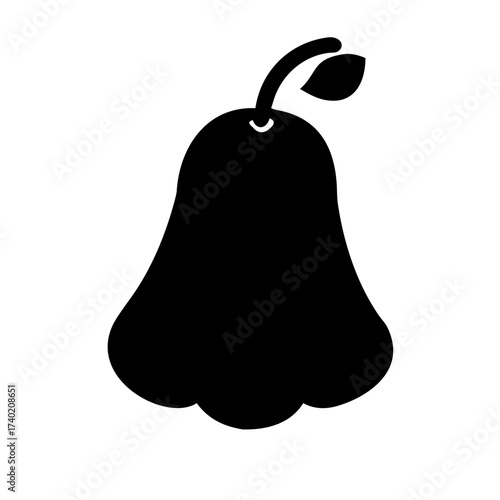 Black rose apple fruit illustration, healthy eating vector design, tropical fruit silhouette, java apple icon
