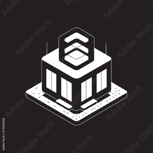 Modern isometric smart home concept floating architecture technology digital future innovation