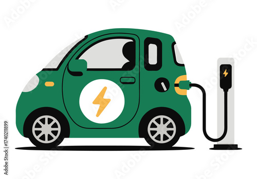 Electric Car Charging Station Illustration