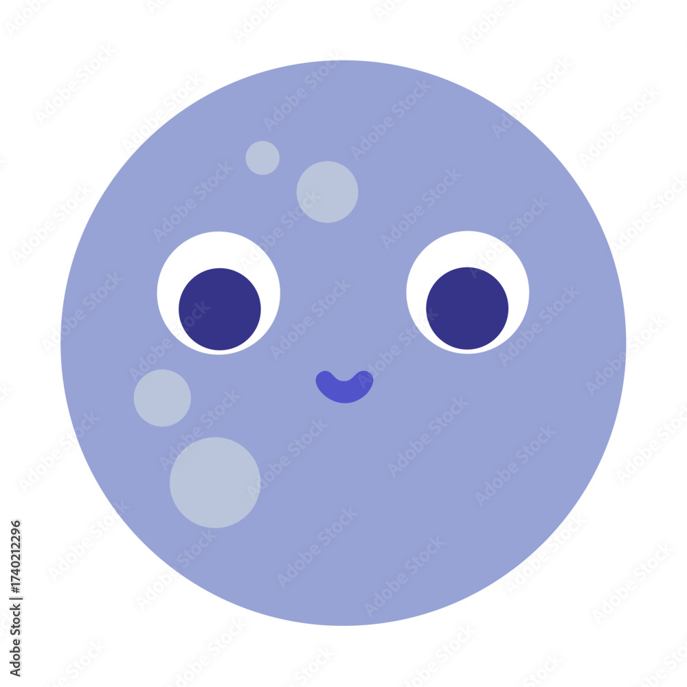 Fototapeta premium Cute cartoon planet with big eyes and a small nose vector illustration silhouette Halloween element