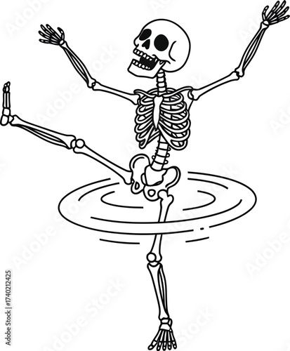 Dancing skeleton in a tutu a whimsical halloween illustration