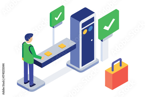 Smart Automated Customs Gate Isometric Vector Illustration