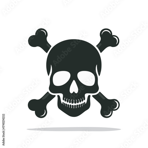 Skull and crossbones image, bones vector illustration, symbol for danger and death