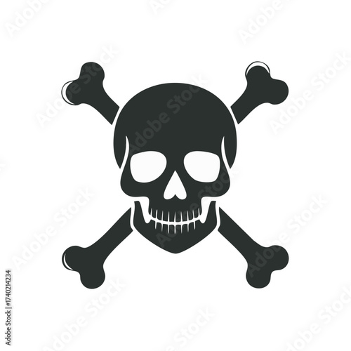 Skull and Crossbones Icon, Pirate Sign, Danger Symbol, Death Emblem, Bones, Isolated Illustration