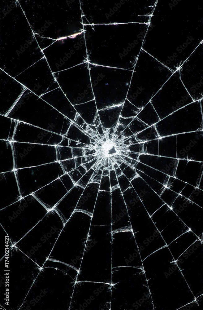 Fototapeta premium Intricate spider web pattern on black background highlighting delicate silken threads